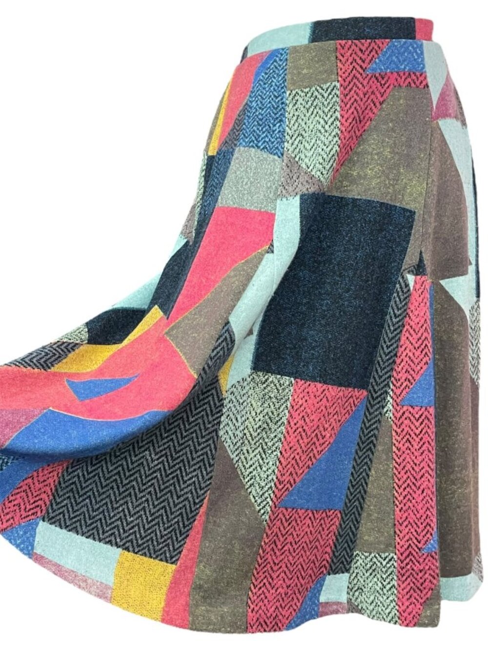Anthropologie Maeve Patchwork Skirt XS Midi Geometric Tribal Zigzag Colorful